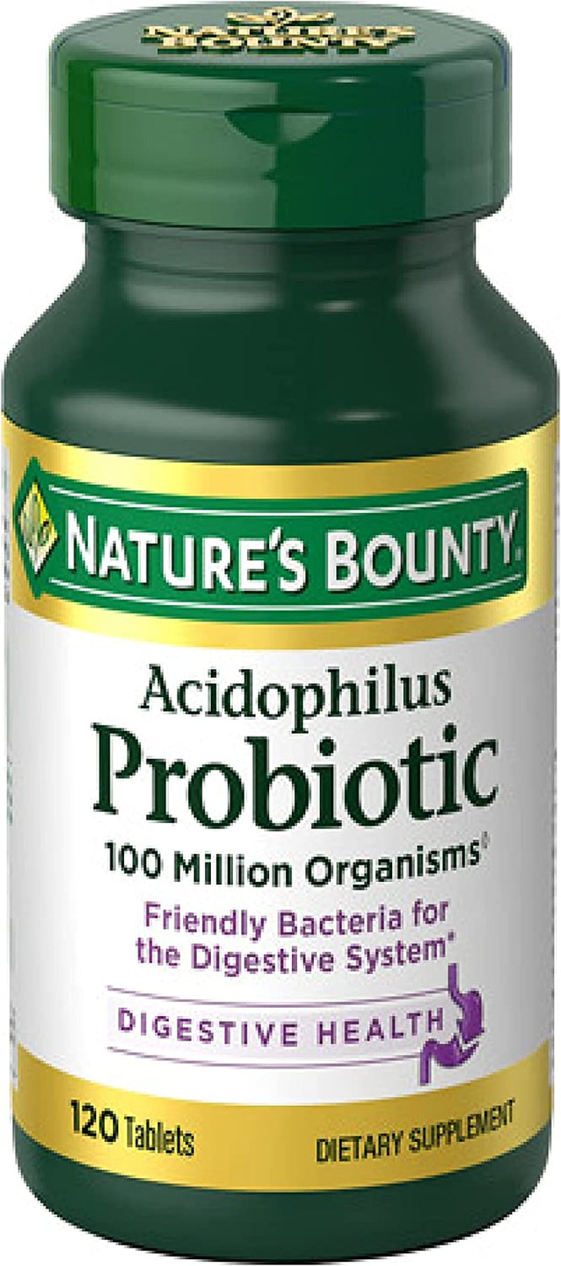 Lactobacillus Acidophilus Probiotic Supplement - Daily Probiotic for Women/Men Digestive Health, 100 Million Organisms, Vegetarian, 1 Serving per Day, 120 Tablets