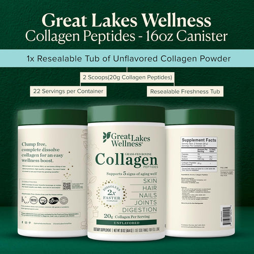 Collagen Peptides Powder for Skin, Hair, Nails, Joints & Digestion - Unflavored - 22 Servings (Pack of 1)