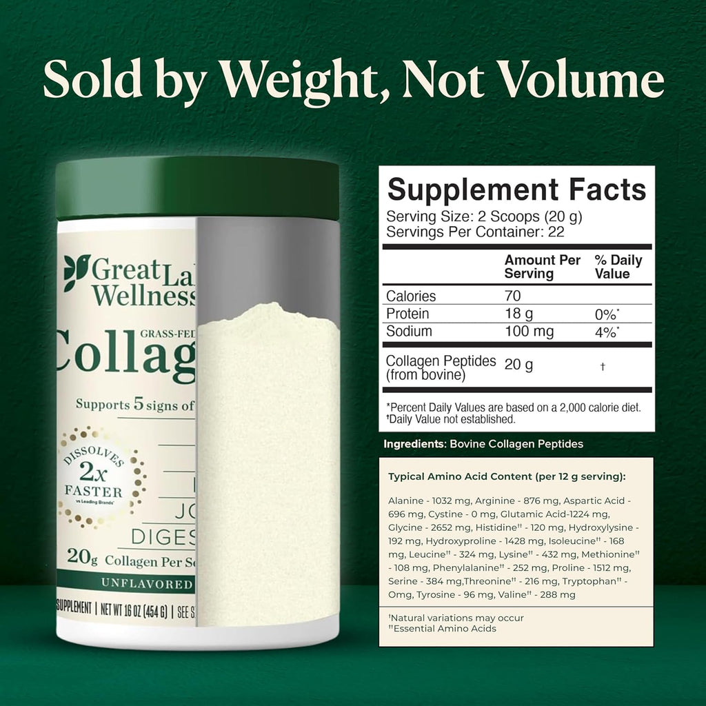 Collagen Peptides Powder for Skin, Hair, Nails, Joints & Digestion - Unflavored - 22 Servings (Pack of 1)