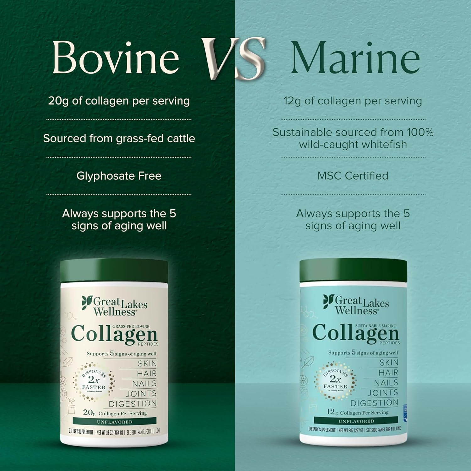 Collagen Peptides Powder for Skin, Hair, Nails, Joints & Digestion - Unflavored - 22 Servings (Pack of 1)