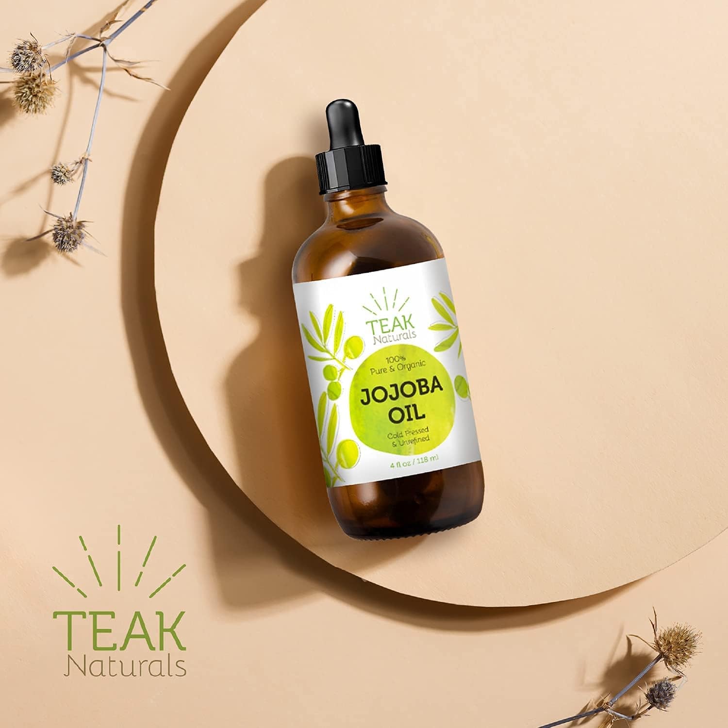 Cold Pressed Organic Jojoba Oil Natural Unrefined Pure Jojoba Oil Moisturizer for Skin Hair and Nails - 4 Ounces