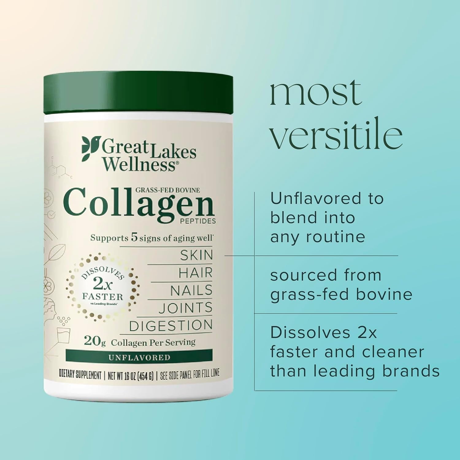 Collagen Peptides Powder for Skin, Hair, Nails, Joints & Digestion - Unflavored - 22 Servings (Pack of 1)